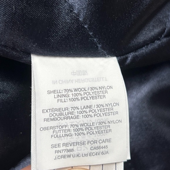J. CREW Italian Stadium Cloth Lodge Italian Wool Coat Quilt Lined Blue Womens 6P - Picture 11 of 14